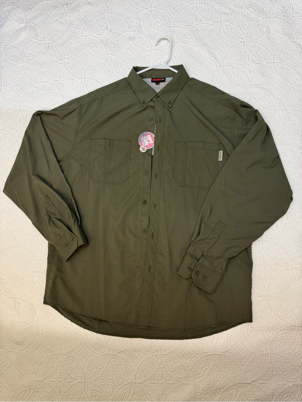 Wolverine Olive Green Long-Sleeve Button-Down Work Shirt
